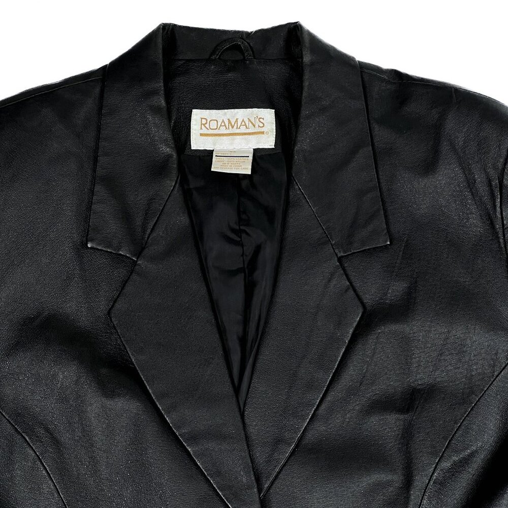 ‘80s Vintage Leather‎ Power Suit Jacket Stretch Slit Skirt Approx Sz 3XL NWOT - Picture 6 of 12